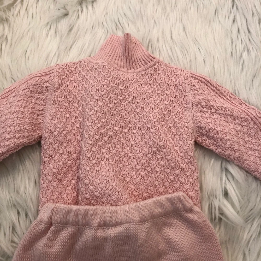 Chant De Joie Baby Girls Size 6-9/ 9-12 Months Sweater Set Light Pink Textured